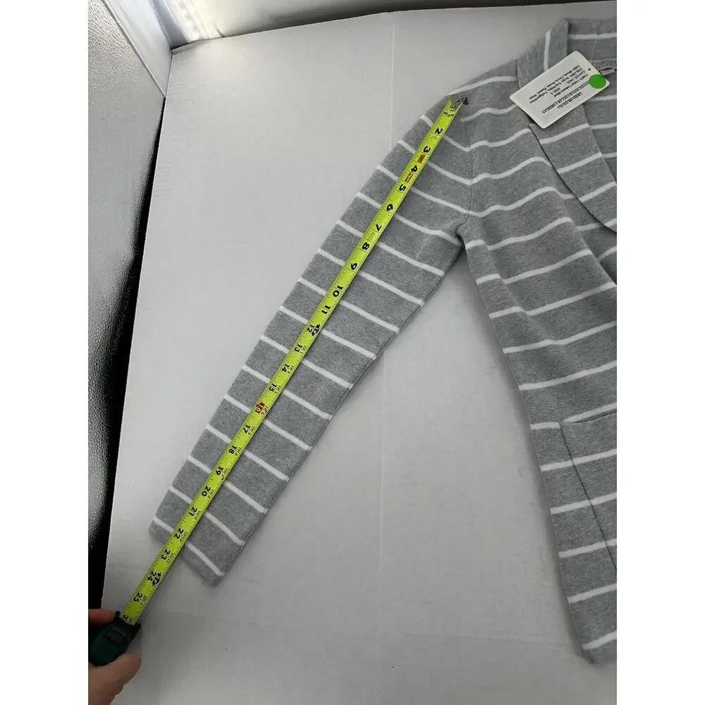 Kinross Cashmere Cardigan Blazer Knit Sz S Grey Notch Preppy Pockets Career $375 - Picture 8 of 10